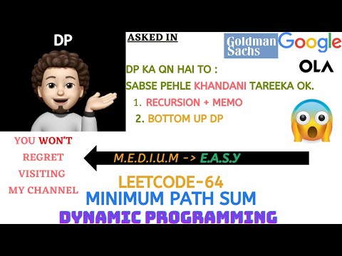 Minimum Path Sum | Recursion | Bottom Up | Leetcode 64 | codestorywithMIK
