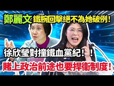 鄭麗文鐵腕回擊絕不為她破例,徐欣瑩對撞鐵血黨紀,賭上政治前途也要捍衞黨的規則制度!#鄭麗文