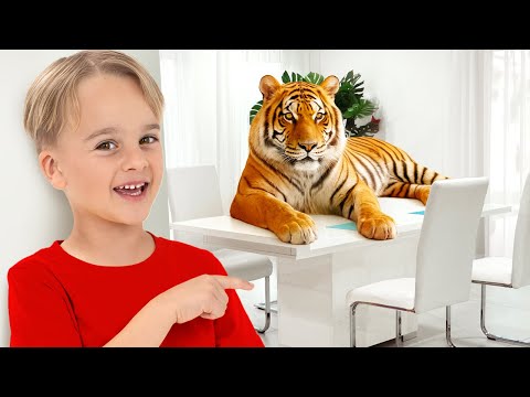 Evde Vahşi Hayvan Macerası | Çocuklar Hayvan İsimlerini Öğreniyor