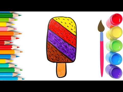 How To Draw cute Ice-cream Drawing, Painting & Coloring For Kids and Toddlers_🌈🎨 🐋