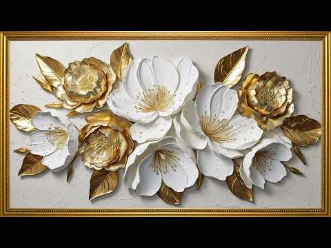 Vintage White and Gold Peonies Painting | Luxurious Floral Digital Wall Art For Your TV #frametv