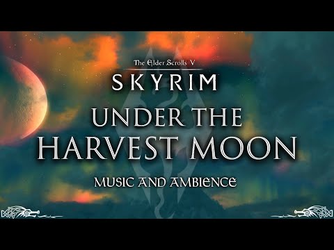Under the Harvest Moon | Autumn Skyrim Music & Ambience | Night, Forests, Lakes | 3 Hours