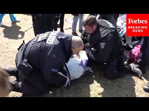Police In Berlin, Germany, Arrest Pro-Palestinian Demonstrators Camped Outside German Parliament
