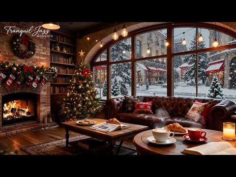 Gentle Christmas Jazz Piano Melody 🎄 Soft Christmas Jazz Music and A Cozy Fireplace