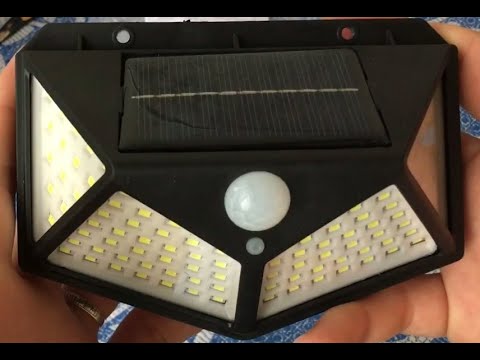 Motion sensor floodlight / solar-powered LED street light. Disassembly. Test.