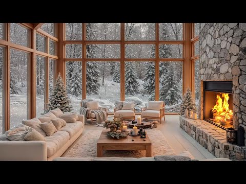 Soothing Fire Sounds & Winter Snow | Cozy Room Ambience for Calm & Peaceful Christmas Relaxation