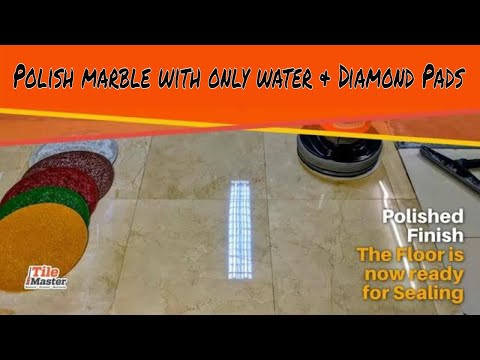 How to Polishing Marble with TileMaster Hybrids Diamond Pads - Full Process for floor tiles