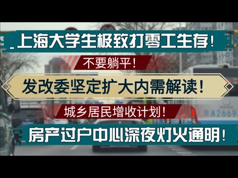 发改委坚定扩大内需解读!城乡居民增收计划!不要躺平!上海大学生靠极致打零工生存!房产过户中心深夜灯火通明!房地产困局|就业困境|失业潮|找工作难|赚钱|北京地产成交量放大|新一轮以价换量上路