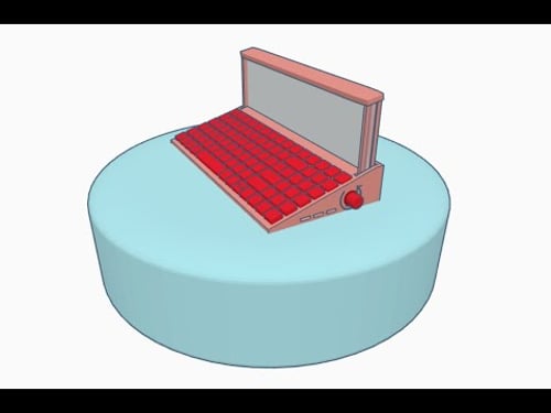 TinkerCAD Timelaspe 8: Typewriter-Inspired Cyberdeck Concept w Rollable Screen
