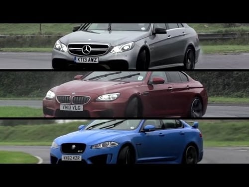 Mercedes-Benz E63 AMG S v BMW M6 Gran Coupe v Jaguar XFR-S - /CHRIS HARRIS ON CARS