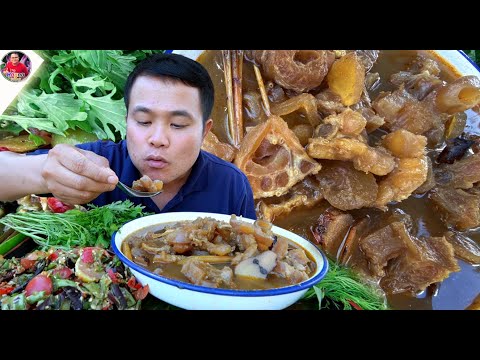 ต้มเอ็นแก้วซดฮ้อนๆ กรุบๆ แกล้มตำถั่วปีผักกาดแหง่มจากสวนแซ่บๆ เข้ากันดี