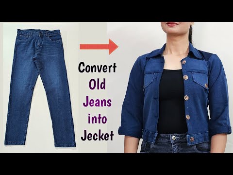 DIY Convert/Reuse Old Jeans into Full Sleeve Jacket (very easy)