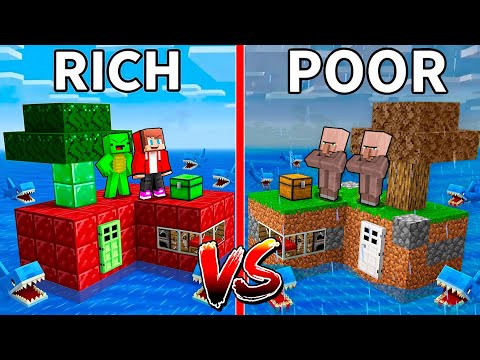 Mikey and JJ RICH vs Villagers POOR Sea Island in Minecraft - Maizen