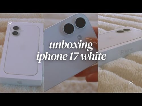 Unboxing iPhone 17 white with accessories 🎁✨ | aesthetic, setting up, ios 26, compare to iphone 13