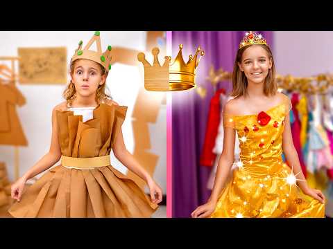 Cardboard Palace vs Golden Mansion! ✨ Princess DIY Story