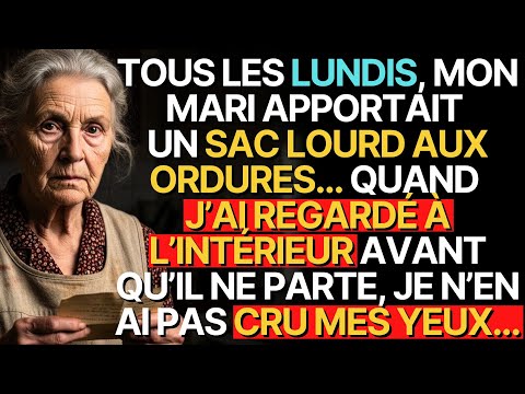 L'histoire de grand-mère👵💗: TOUS LES LUNDIS, MON MARI APPORTAIT UN SAC LOURD AUX ORDURES…