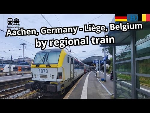 Aachen Germany - Liège Belgium on board of the SNCB / NMBS local train RE29 in the Euregio