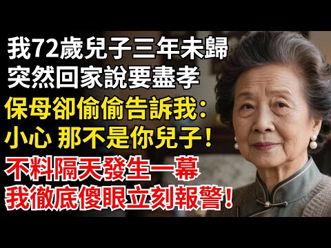 我72歲兒子三年未歸,突然回家說要盡孝,保母卻偷偷告訴我:小心 那不是你兒子,不料隔天發生一幕,我徹底傻眼立刻報警!#晚年生活#中老年生活#為人處世#生活經驗#情感故事#幸福人生#上了年紀該明白的事