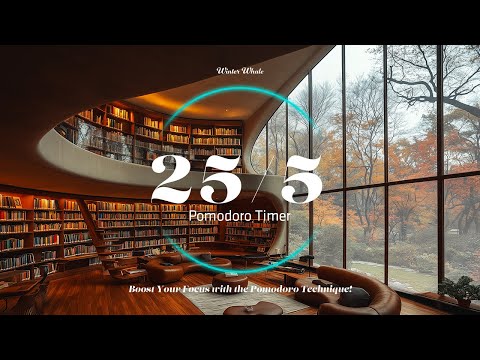 Pomodoro Timer 25/5 - Library Ambience | for Study, Working, Deep Focus, | Study Timer, 뽀모도로 25/5