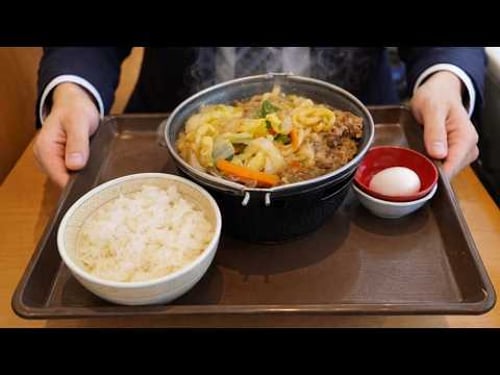 The Cheap Lunch of Japanese Salaryman | $6 Lunch at Sukiya | Sukiyaki