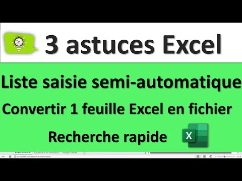 Astuces Excel : liste déroulante avec saisie semi-automatique + convertir feuille en classeur