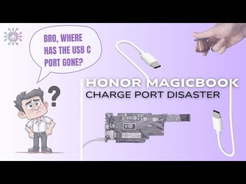 Honor Magicbook USB C charge port Disaster: Repairing a common trace failure issue.
