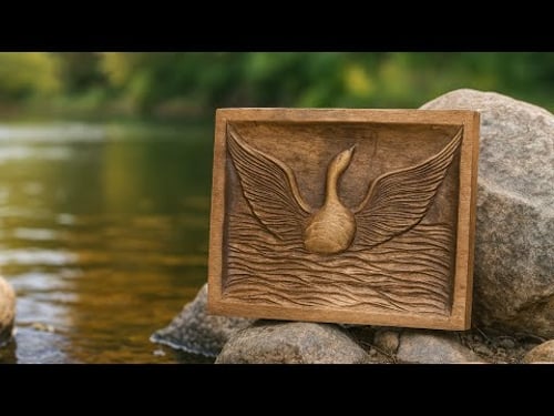 3D Wood Carving Swan | Full Hand-Carved Relief From Start to Finish
