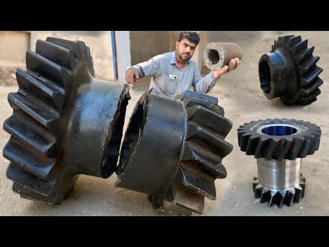 Watch a Broken Double Helical Pinion Gear Expertly Rebuilt Using Advanced Welding and Machining…
