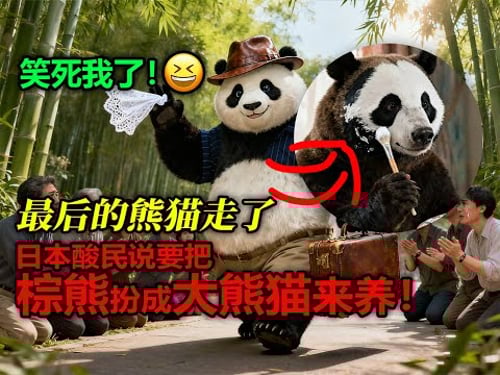笑死😄熊猫走了,结果酸民说要把棕熊扮成大熊猫来养!