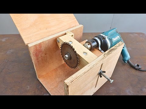 Great circular saw table idea when used from a homemade drill press / Tips for your hand drill tool
