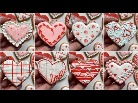 8 EASY HEART COOKIES | Satisfying Cookie Decorating with royal icing | Valentines Day