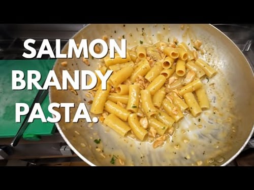 10-Minute Italian Flame Pasta with Salmon & Brandy