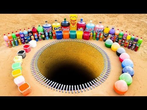 Big Toothpaste Eruption from Giant Coca-Cola, Fanta, Chupa Chups, Mtn Dew and Mentos Underground