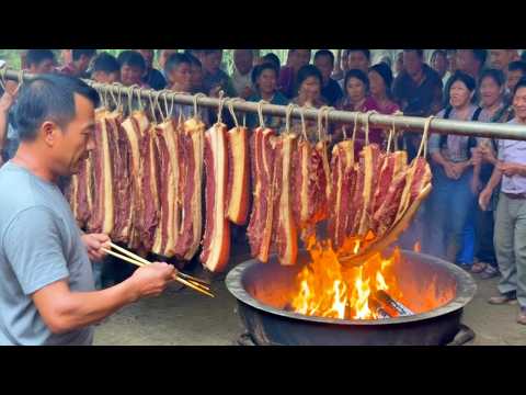 云南普洱大山里最原始烤肉,50元一大盘烤五花肉,一个山窝窝里11家店太野了#麦总去哪吃