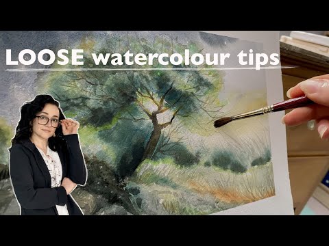 How to Paint a Tree ❤️ LOOSE watercolour technique with granulation for beginners