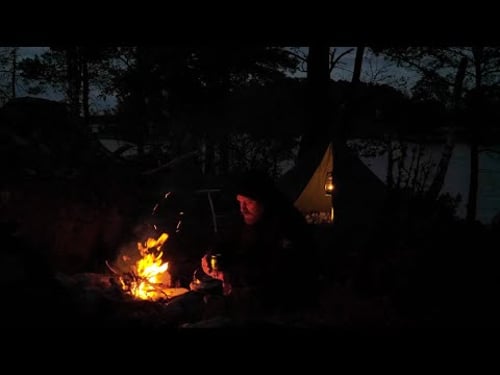 Solo Bushcraft and Wild Camping - Fishing - Catch and Cook - Traditional Woodsman Meal