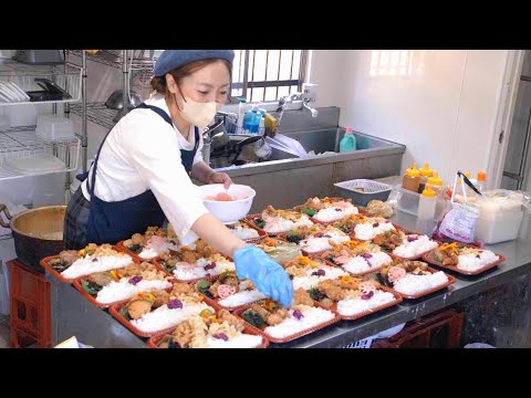 A Japanese famous lunchbox shop makes large quantities starting at 3am. お弁当 デカ盛り