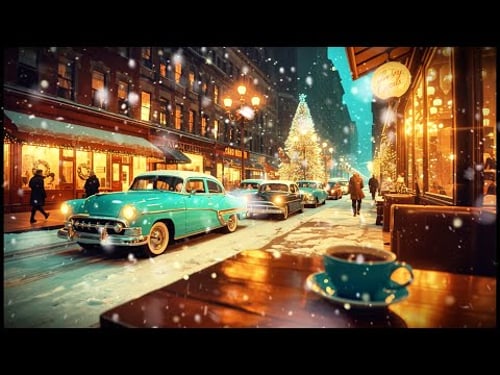 Classic Winter Jazz Night ❄️✨ Cozy 1950s City Ambience