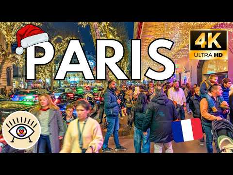 PARIS at Christmas Night 🌟 | 4K Walking Tour ☕🎄