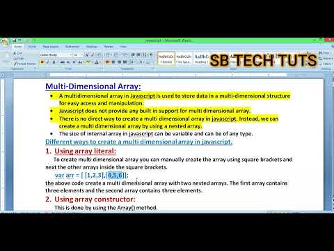 Multidimensional Array in JavaScript | Arrays | JavaScript Tutorial | CLASS-41 | Telugu