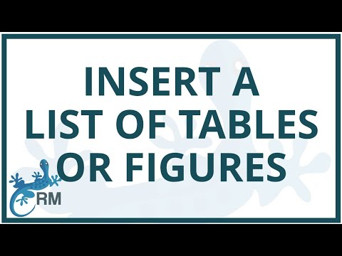 How to insert a list of tables or figures in Word