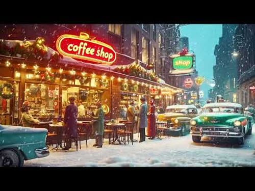 🎄Cozy 1950's Coffee Shop At Christmas Time: Classic Christmas Songs & Vintage Holiday Ambience ❄️