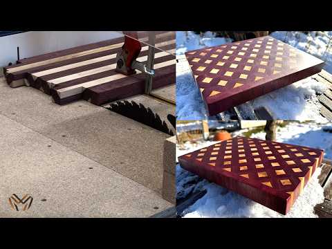 Woodworking Diamond Cutting Board Looks INSANE! | Purpleheart & Ash