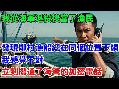 我從海軍退役後當了漁民,發現鄰村漁船總在同個位置下網,我感覺不對,立刻撥通了海警的加密電話#奇聞#故事#真實案例#民間故事