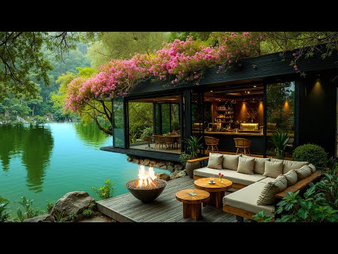 Relaxing Outdoor Coffee Jazz by a Forest Lake 🌿 Calm Music for Focus and Relax