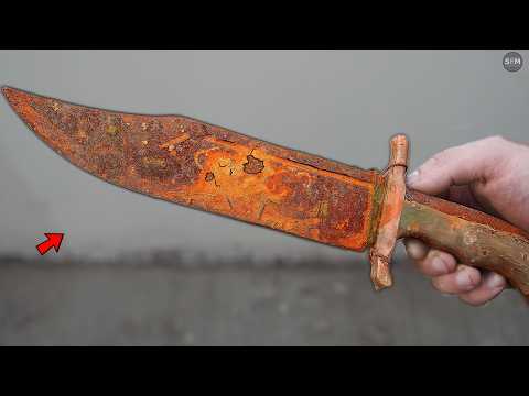 Restoration Very Rusty Old Bowie Knife - Epic Bowie Knife Restore