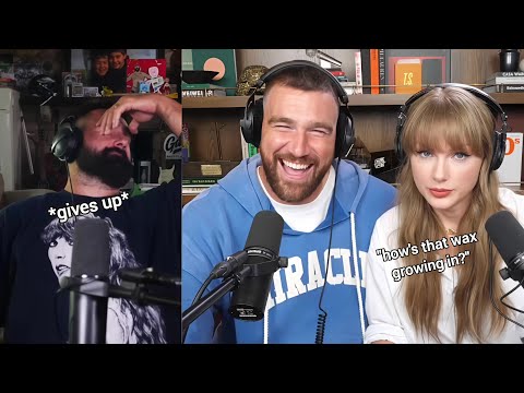 Taylor Swift TROLLING Jason Kelce on the New Heights podcast with Travis for 9 minutes straight...