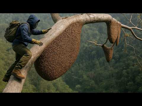 Giant Tree, Wild Bees, and No Fear – Real Jungle Honey Harvest!
