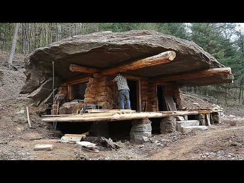 Man Builds Hidden UNDER-ROCK Home in the Forest | Start to Finish by @Outdoor_builder
