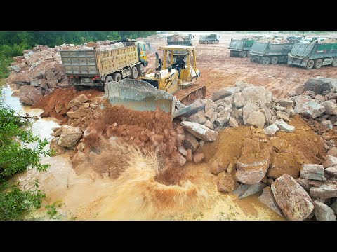 Amazing Activities Large Size Land Reclamation Process Massive Heavy Machines Hard Working